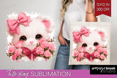 Bear Roses Valentine Tote Bag Cute Valentines Day Tote Bag Product Image 1