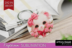 Bear Roses Valentine Keychain PNG Cute Valentines Day Product Image 1