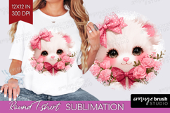 Bear Roses Valentine Round Tshirt Background Cute Valentines Product Image 1