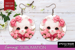 Bear Roses Valentine Round Earrings Cute Valentines Day PNG Product Image 1