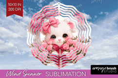 Bear Roses Valentine Wind Spinner Sublimation PNG Cute Day Product Image 1