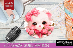 Bear Roses Valentine Car Coaster Cute Valentines Day Coaster Product Image 1