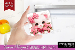 Bear Roses Valentine Magnet Sublimation Cute Valentines Day Product Image 1
