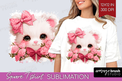 Bear Roses Valentine Square Tshirt Background Cute Day PNG Product Image 1