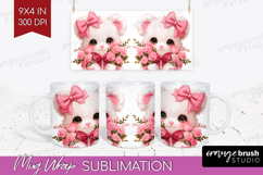 Bear Roses Valentine Mug Wrap Cute Valentines Day Mug PNG Product Image 1
