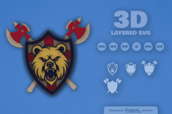 Bear Shield Layered Laser Cut Product Image 1