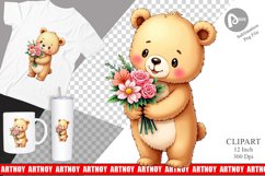 Bear Spring Bouquet Clipart Product Image 1