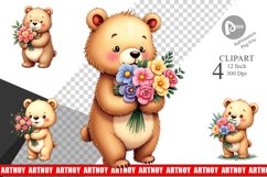 Bear Spring Bouquet Clipart Product Image 1