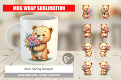 Mug Wrap Bear Spring Bouquet Product Image 1