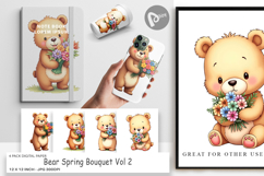 Digital Paper Bear Spring Bouquet Product Image 1