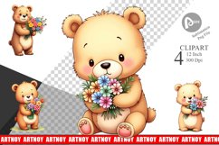 Bear Spring Bouquet Clipart Product Image 1