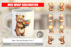 Mug Wrap Bear Spring Bouquet Product Image 1