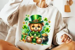 St Patrick's Day Bear PNG, Lucky Day PNG, Shamrock PNG Product Image 1