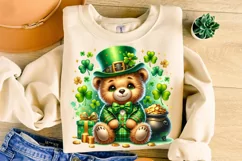 St Patrick's Day Bear PNG, Lucky Day PNG, Shamrock PNG Product Image 3