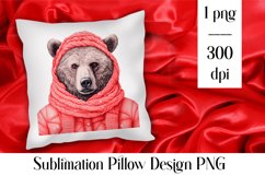 Cute Christmas bear Sublimation Pillow Design PNG Product Image 1