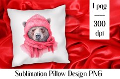 Cute Christmas bear Sublimation Pillow Design PNG Product Image 1