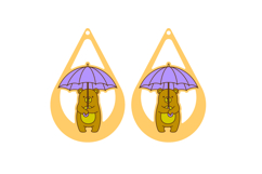 Bear under Umbrella Earrings, Bear Laser Cut Earrings, SVG Product Image 2