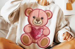 Valentine Bear PNG, Valentine's Day PNG, Patchwork Valentine Product Image 2