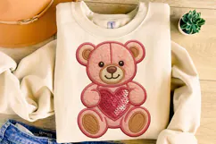 Valentine Bear PNG, Valentine's Day PNG, Patchwork Valentine Product Image 3
