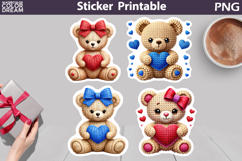 Valentine Animals Sticker | Cute Bear Heart Sticker Product Image 1