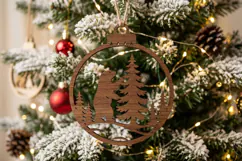 Bear Winter Christmas Ornament SVG, Holiday Laser Cut File Product Image 2