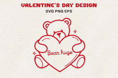 Cute Teddy Bear with Heart Valentine Bear SVG PNG EPS Product Image 1