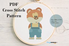 Bear With Overalls Cross Stitch Pattern PDF File | Animal Cross Stitch Patterns Product Image 1