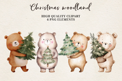 Christmas Woodland Bears | Cute Bears with Christmas Trees Product Image 1