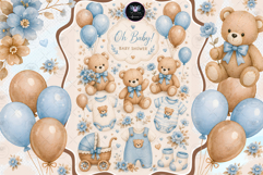 Teddy Bear Watercolor Clipart Product Image 1