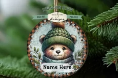 Cute Bears Christmas Ornament Design PNG Files | Add Name Product Image 2