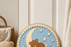 Bear Baby Name Sign SVG | Woodland Nursery Door Sign Product Image 3