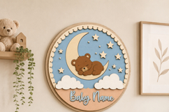 Bear Baby Name Sign SVG | Woodland Nursery Door Sign Product Image 2