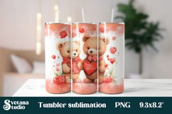 Valentines day bear flower tumbler PNG design Product Image 1