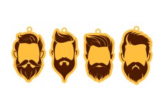 Beard Keychain Laser Cut SVG Template, Hair Cut Earrings Product Image 2