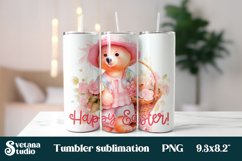 Flower bear tumbler design | Easter sublimation tumbler Product Image 1