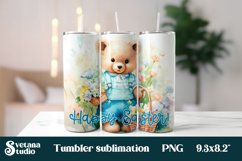 Flower bear Happy Easter tumbler wrap Product Image 1