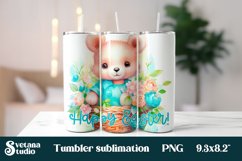 Flower bear Happy Easter tumbler wrap sublimation Product Image 1