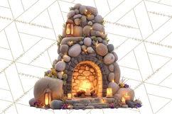 Fairy Tale Storybook Bears Cottage Clipart PNG Product Image 3