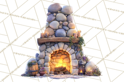 Fairy Tale Storybook Bears Cottage Clipart PNG Product Image 4
