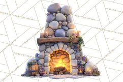 Fairy Tale Storybook Bears Cottage Clipart PNG Product Image 4