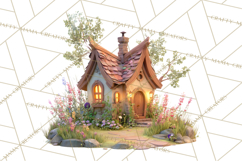 Fairy Tale Storybook Bears Cottage Clipart PNG Product Image 3