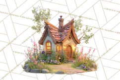 Fairy Tale Storybook Bears Cottage Clipart PNG Product Image 3