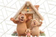 Fairy Tale Storybook Bears Cottage Clipart PNG Product Image 3