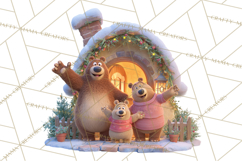 Fairy Tale Storybook Bears Cottage Clipart PNG Product Image 4