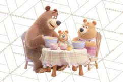 Fairy Tale Storybook Bears Cottage Clipart PNG Product Image 5