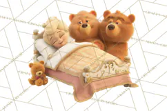 Fairy Tale Storybook Bears Cottage Clipart PNG Product Image 3
