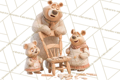 Fairy Tale Storybook Bears Cottage Clipart PNG Product Image 3