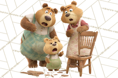 Fairy Tale Storybook Bears Cottage Clipart PNG Product Image 4
