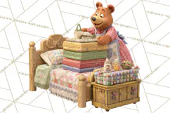 Fairy Tale Storybook Bears Cottage Clipart PNG Product Image 5