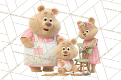 Fairy Tale Storybook Bears Cottage Clipart PNG Product Image 4